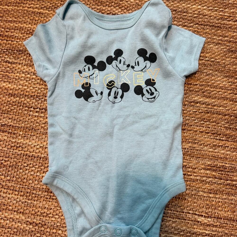 Disney Mickey Mouse Jumping Beans Baby Bodysuit Blue 6 Months Short Sleeve